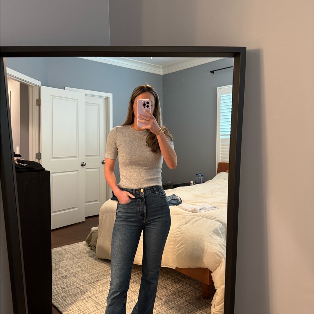 Zara Blue Flare Wide Leg Jeans